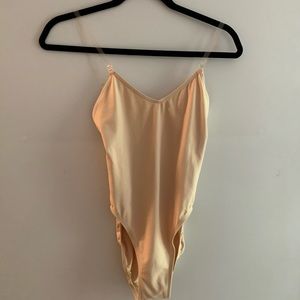 Capezio nude bodysuit with adjustable clear straps